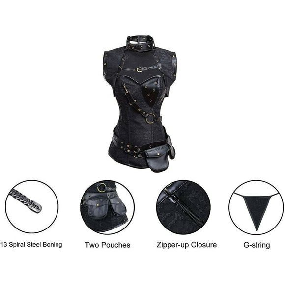 Women's Steampunk Spiral Steel Boned Vintage Retro - Picture 6 of 7